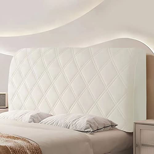 Kopfteilbezug Für Bett Bettkopfteil Hussen Bett Kopfteil Bezug Stretch Bett Kopfteil Husse Einfarbig Staubhülle Elastische Ür Gepolsterte Schlafzimmer Kopfteil Samtstoff ( Color : White , Size : 160cm von AZMANI