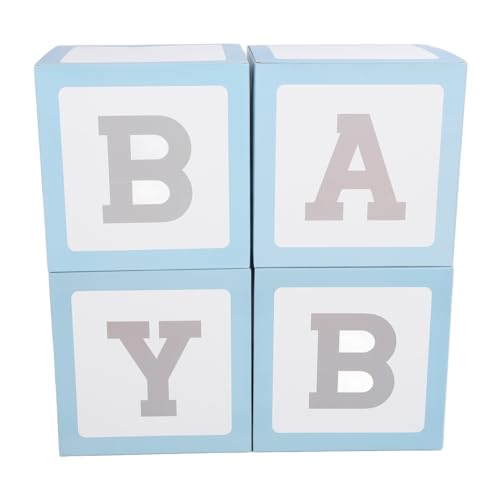 Ballonbox mit Buchstaben, BABY-Tiermuster, Babyparty-Dekorationsbox, exquisite Ballonbox für Party- und Hochzeitsdekoration (Blue) von AZMUDE