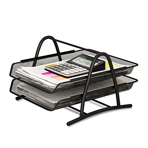 Briefablage, Papier-Organizer, Metallnetz-Design, Schreibtisch-Organizer, Bürobedarf für Zuhause, Studium, Schule (2-stöckig) von AZMUDE