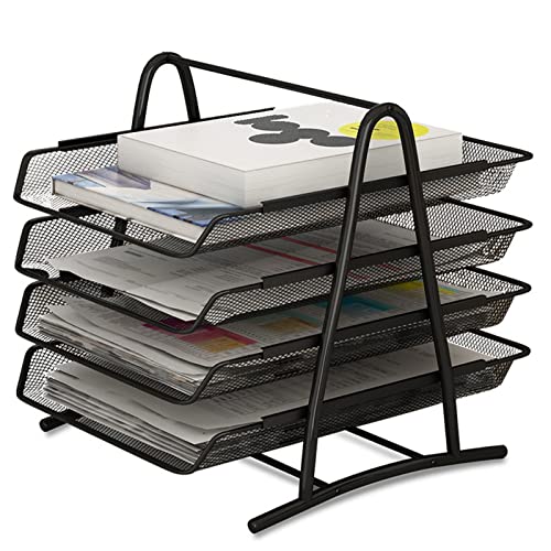 Briefablage, Papier-Organizer, Metallnetz-Design, Schreibtisch-Organizer, Bürobedarf für Zuhause, Studium, Schule (4 Schichten) von AZMUDE