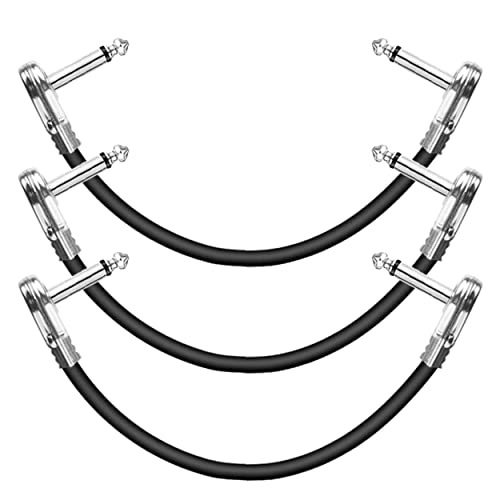 AZOR Gitarrenpedal-Patchkabel, rechtwinklig, 10 cm, 1/4 Instrumentenkabel für Gitarren-Effektpedale, 3 Stück (Silber) von AZOR