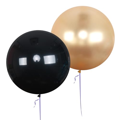 AZOWA 61.0 cm Schwarz und Gold Ballon 10 Große Party Ballons für Hochzeit Geburtstag Babyparty Dekoration (Schwarz und Gold, 10 Stück) von AZOWA