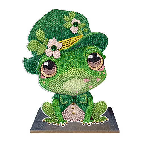 AZURAOKEY DIY Frosch Diamanten Malerei Ornamente Punkt Bohrer Ornament Cartoon Frosch Holzspitze Bohren Ornament Kunst Handwerk Einseitige Bohrer Tier Frosch Heimdekoration von AZURAOKEY