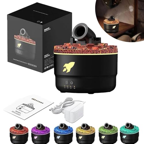 AZURAOKEY Flammen Aroma Diffuser, Upgrade 7-Farben-Licht Diffuser Ätherische Öle, 2 Nebel Modi und 3 Timer, Duftöl Diffusor - 280ml Mini Luftbefeuchter Aromatherapie for Schlafzimmer Büro von AZURAOKEY