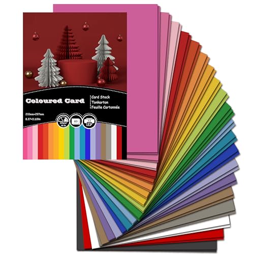 40 Blatt Tonkarton A4 Bunt, 20 Farben - 230 g/m² Tonpapier, Bastelkarton für Malen Kartenherstellung Einladungen Scrapbook Basteln von AZVIEY