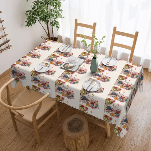 AZXMGOP Bunte Tischwäsche mit Blumen- und Schmetterlings-Druck, rechteckig, wasserdicht, Esszimmerdecke, Urlaubsdekoration, 137 x 183 cm von AZXMGOP