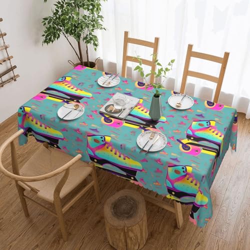 AZXMGOP Bunte Tischwäsche mit Rollschuh-Druck, 137 x 183 cm, rechteckige Tischdecke, wasserdicht, Esszimmerbezug, Urlaubsdekoration von AZXMGOP