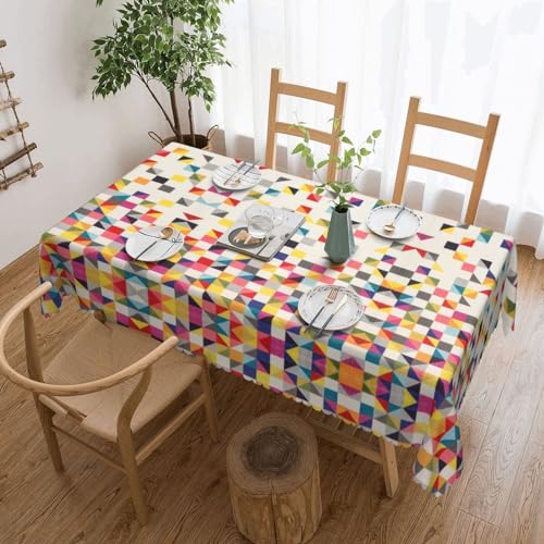 AZXMGOP Dreieckige Tischwäsche, geometrischer Druck, 137 x 183 cm, rechteckige Tischdecke, wasserdicht, für Esszimmer, Urlaubsdekoration von AZXMGOP