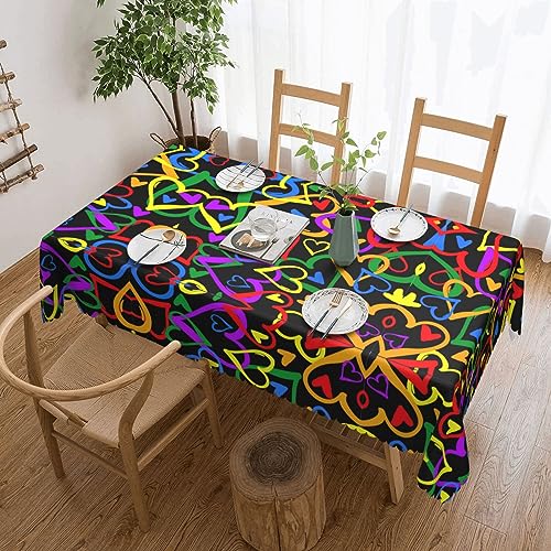 AZXMGOP Gay Pride Tischwäsche mit Regenbogen-Druck, rechteckig, wasserdicht, für Esszimmer, Urlaubsdekoration, 137 x 183 cm von AZXMGOP