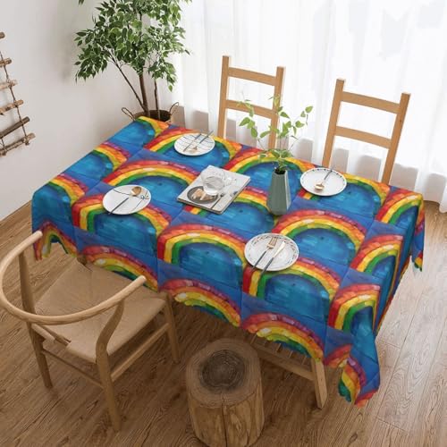 AZXMGOP Kleine Tischdecke mit Regenbogen-Druck, rechteckig, wasserdicht, für Esszimmer, Urlaubsdekoration, 137 x 183 cm von AZXMGOP