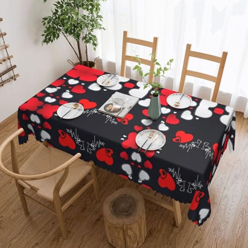 AZXMGOP Tischwäsche mit Aufdruck "Happy Valentine's Day", rechteckig, wasserdicht, für Esszimmer, Urlaubsdekoration, 137 x 183 cm von AZXMGOP