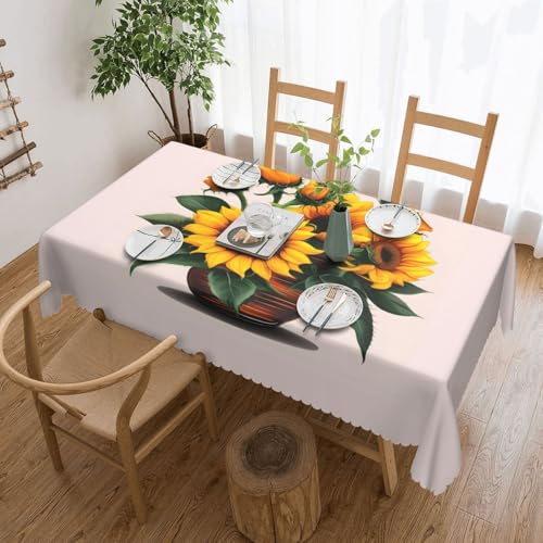 AZXMGOP Tischwäsche mit Sonnenblumen- und Rosen-Druck, rechteckig, wasserdicht, für Esszimmer, Urlaubsdekoration, 137 x 183 cm von AZXMGOP