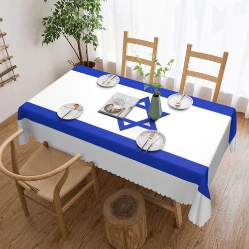 AZXMGOP Tischwäsche mit israelischer Flagge, rechteckig, wasserdicht, für Esszimmer, Urlaubsdekoration, 137 x 183 cm von AZXMGOP