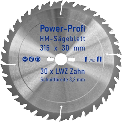 HM-Sägeblatt 30 x Zahn LWZ 315 x 30 mm L-Wechselzahn mit Spanabweiser Rückschlagarm HW WZ Kreissägeblatt für Hartholz Längsschnitt Querschnitt Wippsäge Tischkreissäge Feinschnitt Brennholzsägeblatt von AZprof