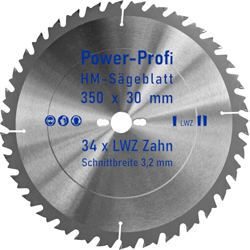 HM-Sägeblatt 34 x Zahn LWZ 350 x 30 mm L-Wechselzahn mit Spanabweiser Rückschlagarm HW WZ Kreissägeblatt für Hartholz Längsschnitt Querschnitt Wippsäge Tischkreissäge Feinschnitt Brennholzsägeblatt von AZprof