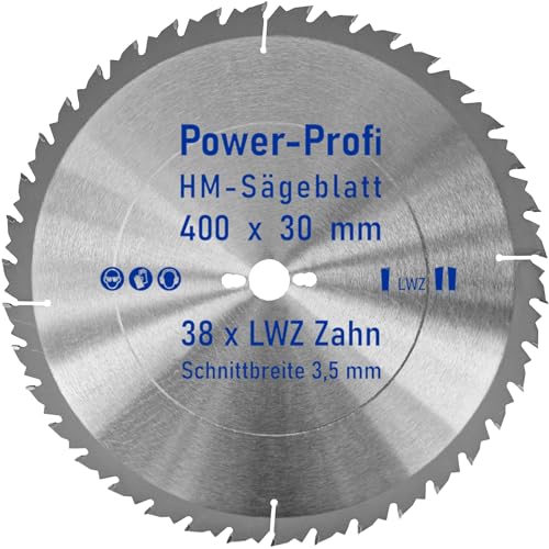 HM-Sägeblatt 38 x Zahn LWZ 400 x 30 mm L-Wechselzahn mit Spanabweiser Rückschlagarm HW WZ Kreissägeblatt für Hartholz Längsschnitt Querschnitt Wippsäge Tischkreissäge Feinschnitt Brennholzsägeblatt von AZprof