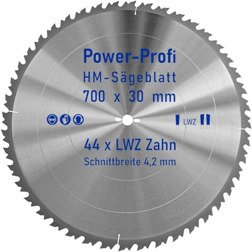 HM-Sägeblatt 44 x Zahn LWZ 700 x 30 mm L-Wechselzahn mit Spanabweiser Rückschlagarm HW WZ Kreissägeblatt für Hartholz Längsschnitt Querschnitt Wippsäge Tischkreissäge Feinschnitt Brennholzsägeblatt von AZprof