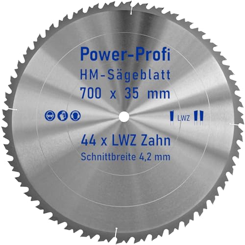 HM-Sägeblatt 44 x Zahn LWZ 700 x 35 mm L-Wechselzahn mit Spanabweiser Rückschlagarm HW WZ Kreissägeblatt für Hartholz Längsschnitt Querschnitt Wippsäge Tischkreissäge Feinschnitt Brennholzsägeblatt von AZprof