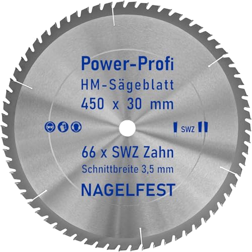 HM-Sägeblatt 450 x 30 mm SWZ 66 x Zahn - nagelfest Super-Allrounder - Kreissägeblatt Wechselzahn HW WZ für Wippsäge Tischkreissäge Brennholzsäge Holz mit Betonbeschlag Brennholz Hartholz Holzplatten von AZprof