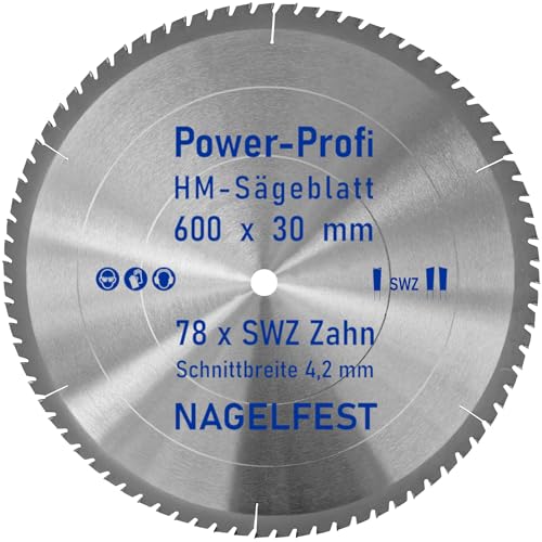 HM-Sägeblatt 600 x 30 mm SWZ 78 x Zahn - nagelfest Super-Allrounder - Kreissägeblatt Wechselzahn HW WZ für Wippsäge Tischkreissäge Brennholzsäge Holz mit Betonbeschlag Brennholz Hartholz Holzplatten von AZprof