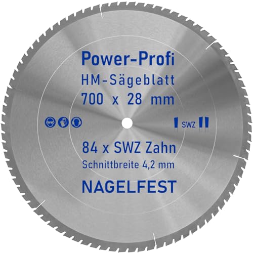 HM-Sägeblatt 700 x 28 mm SWZ 84 x Zahn - nagelfest Super-Allrounder - Kreissägeblatt Wechselzahn HW WZ für Wippsäge Tischkreissäge Brennholzsäge Holz mit Betonbeschlag Brennholz Hartholz Holzplatten von AZprof