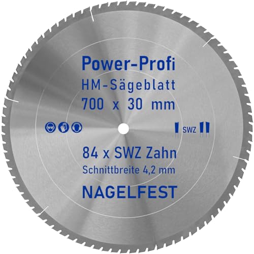 HM-Sägeblatt 700 x 30 mm SWZ 84 x Zahn - nagelfest Super-Allrounder - Kreissägeblatt Wechselzahn HW WZ für Wippsäge Tischkreissäge Brennholzsäge Holz mit Betonbeschlag Brennholz Hartholz Holzplatten von AZprof