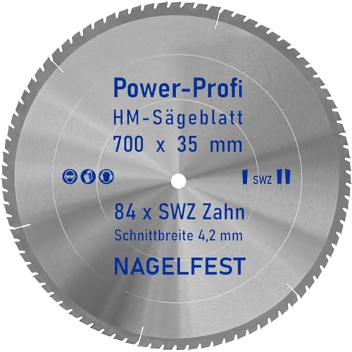 HM-Sägeblatt 700 x 35 mm SWZ 84 x Zahn - nagelfest Super-Allrounder - Kreissägeblatt Wechselzahn HW WZ für Wippsäge Tischkreissäge Brennholzsäge Holz mit Betonbeschlag Brennholz Hartholz Holzplatten von AZprof