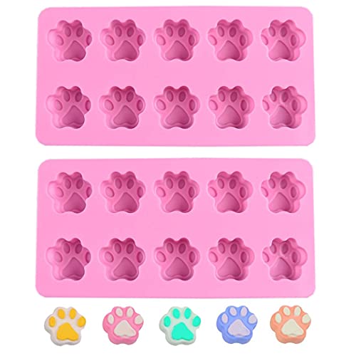 Aabellay 2 Stück Katze Pfote Harz Casting Formen Gussformen Kerze Nette Haustierpfote Silikonharzform Tierform Epoxidharz Tiere für Schokolade Backen Polymer Clay Seife Cupcake – 10 Gitter von Aabellay