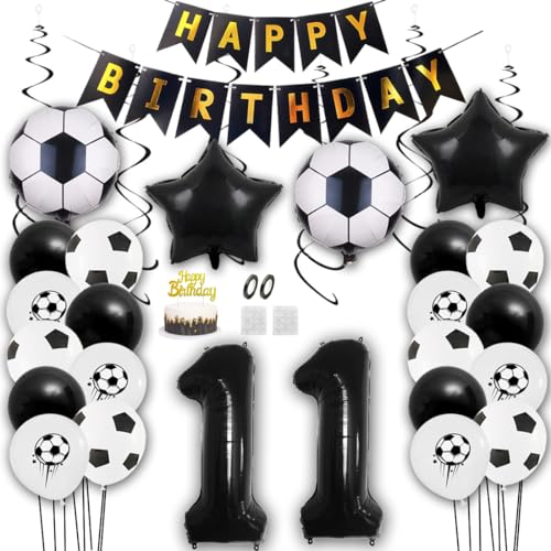 Aabellay Fußball Luftballon Set 11 Jahre Geburtstag Deko Grün Fussball Thema Party Folienballon Latexballons Alles Gute zum Geburtstags Happy Birthday Banner Tortendeko für Jungen Fußballfans von Aabellay