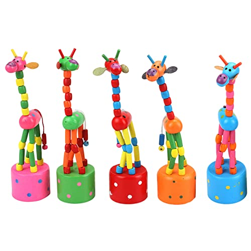 Giraffe Finger Puppen Holz Nette Bunte Cartoon Giraffe Daumen Push Puppen Swing Tanzende Körper Giraffe Desktop Spielzeug Für Kinder Kleinkinder 3-Jahres Alte Jungen Mädchen von Aaoehiewp