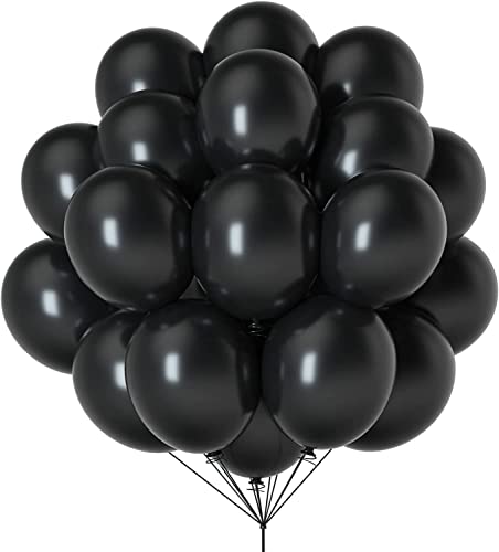 60 Stück luftballons Schwarz,35cm Schwarz Matt Luftballon Latex Helium Ballons für Geburtstag,Hochzeit Deko,Babyparty,Schwarze Party Deko von Aapxi