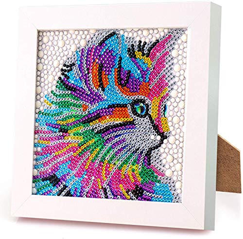 Aapxi Diamond Painting Kinder Katze Geschenke für Mädchen 7 8 9 10 11 Jahre Bastelset Kinder 5d Diamant Painting Bilder mit Holzrahmen Mädchen Geschenke 7 Jahre (18x18 Cm) von Aapxi