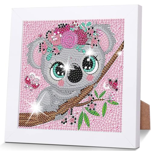 Aapxi Diamond Painting Kinder ab 6 Jahre Tiere Koala - Diamond Painting mit Rahmen Junge Mädchen - Bastelset kinder ab 6 - Basteln mädchen jung 6 7 8 9 10 11 12 jahre von Aapxi