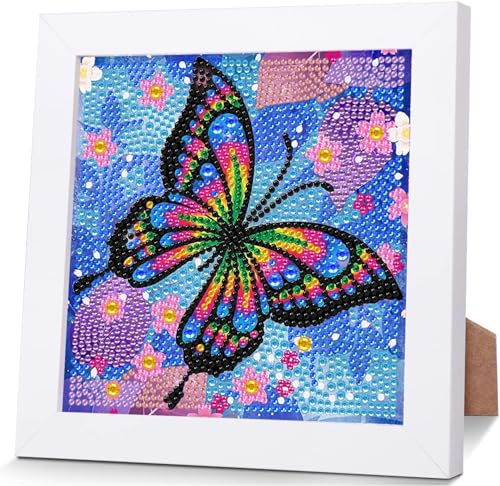 Aapxi Diamond Painting Kinder ab 6 Jahre Tiere Schmetterling - Diamond Painting mit Rahmen Junge Mädchen - Bastelset kinder ab 6 - Basteln mädchen jung 6 7 8 9 10 11 12 jahre von Aapxi