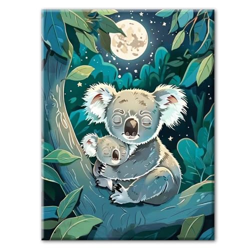 Aapxi Malen Nach Zahlen Erwachsene Koala, DIY Handgemalt öLgemälde Leinwand Acrylfarbe Kits, Anfänger Paint by Numbers Malen Nach Zahlen zur Heimdekoration - 40x50 cm Kein Rahmen von Aapxi