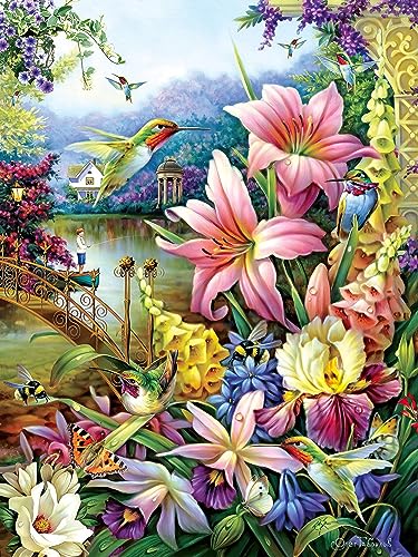 Aapxi Malen nach Zahlen Erwachsene, Vögel in Blumen – 40 x 50 cm Leinen-Leinwand und 4 Pinsel, DIY Acrylfarbe set von Aapxi