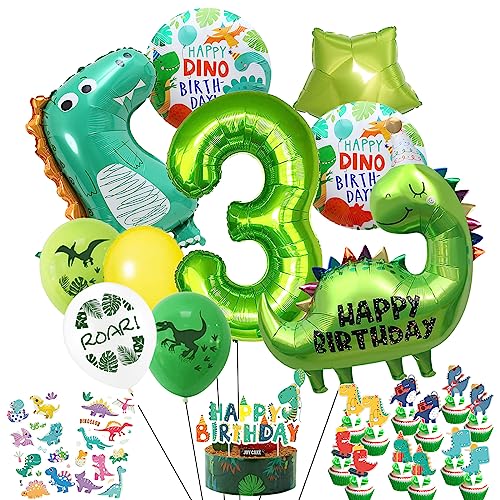 Dinosaurier luftballons geburtstag,Dino Happy Birthday luftballon,3 Jahr Kinder Folienballons,Jungen und Mädchen Geburtstagsparty Dschungel Geburtstag Dekoration (3 Jahr geburtstag) von Aapxi