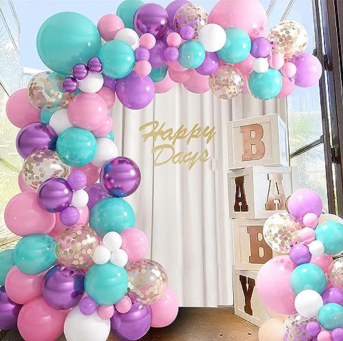 Geburtstagdeko Mädchen Geburtstag Deko - Regenbogen Deko Kindergeburtstag Deko Geburtstag Mädchen Birthday Decorations - Luftballons Bunt Lila Rosa Einhorn von Aapxi