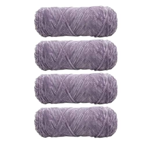 Chenille Garn 400g(4x100g) Chunky Yarn, Samtig Babywolle Samt Wolle, Chenille Wolle Zum Häkeln, Durchmesser 3mm Wolle Zum Stricken Dickes Garn, Häkelgarn Wolle Zum Stricken & Häkeln (Violett-grau) von Aartner