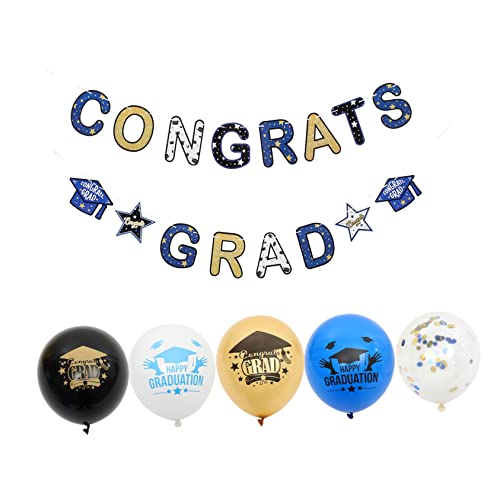 1 Satz Abschluss Ziehen Flagge Ballon Party Schleife Abschlussball-banner Ballonständer Ballongirlande Banner Für Abschlussfeier Grad Ballon Ballonbogen-kit Grad-banner Papier Abaodam von Abaodam