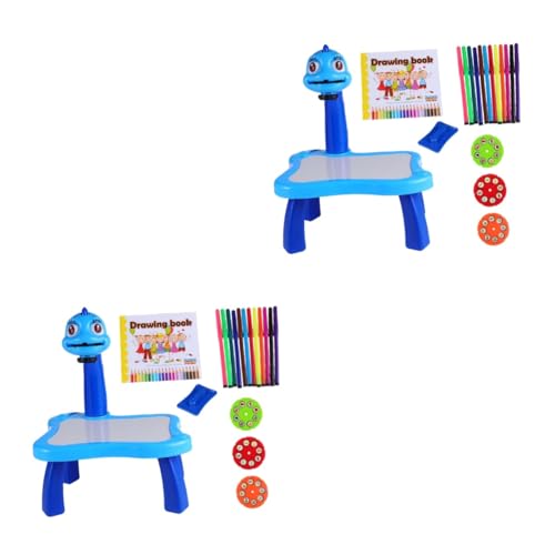 2 Stk Projektions tisch Pädagogisches Lernspielzeug Projektor für Kinder painting set for Kinderprojektor Malbrett aus Kunststoff Zeichentisch für Kinder Plastik Blue Abaodam von Abaodam