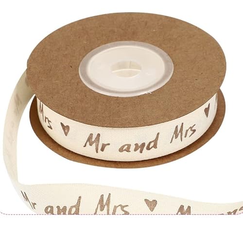 Abaodam 1 Rolle Baumwollband Mr and Mrs Etiketten Nähbänder Gestickte Etiketten Geschenkverpackung Band für Bastelgeschenke Paket Kleidungsetikett Hochzeit 10 von Abaodam