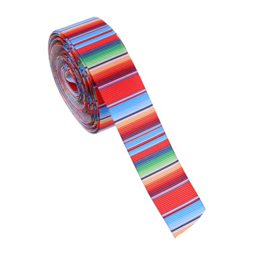 Abaodam 1 Rolle Mexikanisches Band Nähen Nähzubehör Heimwerken Mexikanische Ornamente Party Ripsband Fiesta Regenbogen Buntes Band Mexikanische Dekorationen Streifen Für Bögen Polyester von Abaodam