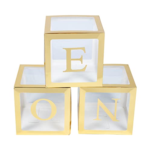 Abaodam 1 Satz Boxen Ballon-box Babypartydekoration Junge Buchstaben Durchsichtige Ballonboxen Babyblöcke Dekorationen Zum Ersten Geburtstag Für Jungen Hochzeitsballons Papier Golden von Abaodam