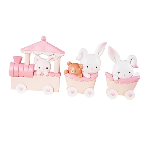 Abaodam 1 Satz Kuchendekoration Mikrospielzeug Mini-hasen Hasenfigur Party-kuchen-dekor Miniatur-tierfigur Miniaturzug Spielzeug Kleinkindspielzeug Puppe Spielzeug Rosa Harz 3st von Abaodam