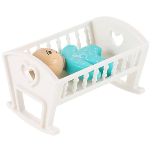 Abaodam 1 Satz Puppenhausbett babywiege holzspielzeug Puppenhausmöbel Puppenhaus-Accessoire Puppenbett Dekoration Bausatz Puppenhäuser Puppenständer Mini-Hausbett Miniatur-Puppenkrippe Abs von Abaodam