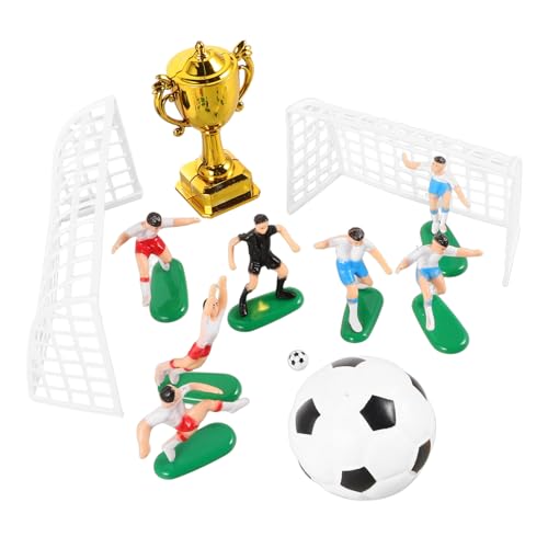 Abaodam 1 Satz Trophäen-Fußballmodell Mini- -Sportdekoration Fußballspielerfigur Trophäe Fußball Modell Kuchen Dekoration Fußball Thema Fußball-Cupcake-Topper Plastik Wiederverwendbar von Abaodam