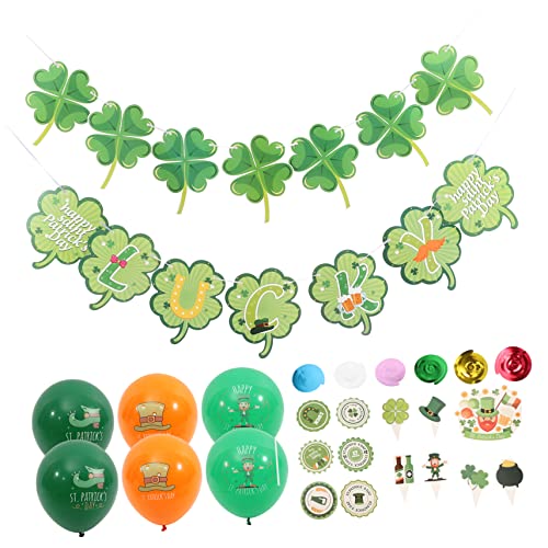 Abaodam 1 Satz Vier Blättriges Kleeblatt Aufkleber Dekoration Danksagung Girlande Urlaub Partyballons Aus Latex St. Patrick's Day Partydeko Party-layout-requisiten Cupcake-topper Emulsion von Abaodam