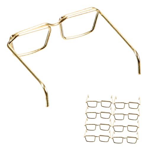 Abaodam 10 STK Brillengestell Puppenbrillen Mini-Brille Puppe Verkleiden Zubehör Bastelbrille Für Puppen Puppe Mit Brille Mikro Schnapsgläser Puppe Ohne Brillengläser Stahl Golden von Abaodam