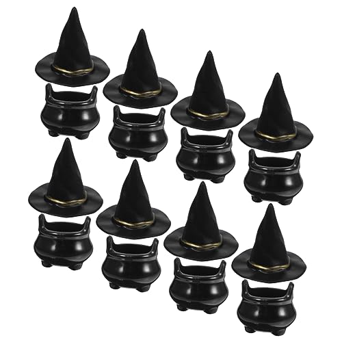 Abaodam 10 Sätze Halloween-Hexenhut Fee Zubehör für Puppenhäuser Halloween-Kostüm Frauen Eimer the hallow halloween mitgebsel Puppenhauszubehör Hut winzige Dekore Plastik Black von Abaodam